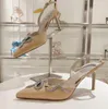 Rene Caovilla Sandals Women 7,5 см высотой роскошные дизайнерские обувь кружевная сетчатая хрустальная украшение вечеринка мода свадебная обувь