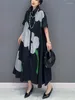 Robes de soirée surdimensionnées robe chemise d'été femmes Style coréen mode longue dames fleur décontracté manches courtes en vrac femme 2024