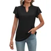 Women's T Shirts Casual V-Neck Solid Color Ruffle Sleeve Loose Top Cropped Y2k Tops Cute Tank Luxury Clothes Women