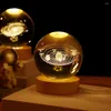 Figurine decorative LED Sfera di cristallo Luce notturna Sistema della Via Lattea Incandescente Pianeta Luce notturna 3D Inciso Ricarica USB per la decorazione artistica