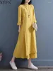 Casual Dresses NYFS 2024 Spring Autumn Womens Vestidos Robe Elbise Loose Plus Size Cotton Linen Double Lay Long Dress