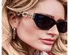 Funky Small Frame Chain Leg Sonnenbrillen 2021 Markenschirme für Frauen Robuste und edle unregelmäßige schwarze rechteckige Sonnenbrille Luxe5515183