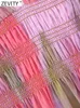 Zevity 여자 패션 V 목 컬러 매치 넥타이 염색 된 인쇄 슬링 미디 드레스 여성 세련