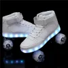 Boots Girl Choice Quad Patines Rouleau Skates For Kids Chaussures Femme avec 4 roues RECHARAGE USB LED Flash 7 Color Europe Taille 3545