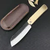 Tactical Knives Damascus Steel Kitchen Knife Cutting Fruit Tools Outdoor Portable Brass Handle Pocket Hunting Camping Folding Knife EDC SurvivalL2403