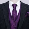 Vests Purple Mens Luxury Brocade Novelty Floral Suit Vest Set Silk Tie Waistcoat Set Men Clothes Barry.Wang Fashion Designer M2035