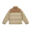 Mens Down Parka Outwear 재킷 자수 부부 거리 따뜻한 간단한 겨울 패션 야외 면화 코트 긴 슬리브 후드 레드 복어 재킷