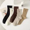 Women Socks 5 Pairs Embroidered Mid Tube Spring And Summer Thin Breathable College Style Flower Wholesale EUR 35-39