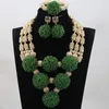 Ensemble collier et boucles d'oreilles en perles vertes, bijoux exclusifs pour mariée, mariage, noël, WD916