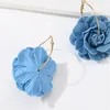 Fleur bleue femmes Eardrop mode tissu Denim tissu 2024 Imitation perle luxe Banquet boucles d'oreilles de mariage pour femme bijoux 240311