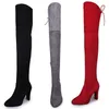HBP Non-Brand Autumnwinter new plus-size over-the-knee boots high heel round toe boots side zipper womens shoes in stock