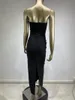 Casual Dresses Women Celebrity Sexy Strapless Backless Diamonds Black Maxi Long BodyCon Bandage Dress 2024 Elegant Evening Club Party