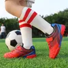 American Football Shoes Red Children's Soccer HOOK&LOOP Non-slip Turf Kids Sports Lightweight Leather Sneakers Boy