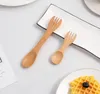 2 in 1 Wooden Double Head Flatware Spoon and Fork Non-stick Pan Kitchen Utensils