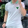 Summer Mens Short Sleeved Polo Shirt Casual Versatile Plaid Pattern Lapel T-shirt Spot Slim MaleTop Breathable Clothing 4XL 240315