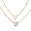 Chaînes Coeur Pendentif Collier Pavé 5A Blanc Rose CZ Haute Qualité Or Couleur Tendance Européenne Femmes Bijoux