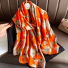 Foulards Arrivée Femmes Écharpe Rétro Imprimé Soie Longue Designer Beach Wraps Hijab Bandana