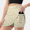 Skirts Old Floral Tiles Women's Skirt Mini A Line With Hide Pocket Floor Damask Geometrical Pink Vector Brocade