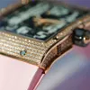 Часы Дизайнерские часы Элегантные и стильные женские часы с резиновым ремешком с циферблатом с имитацией бриллианта Импортный кварцевый механизм Водонепроницаемые женские часы Bxuo