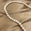Halskette aus 100 % französischen natürlichen Süßwasserperlen für Frauen, elegante unregelmäßige Perlen, Halsketten, Hochzeitsschmuck 240305