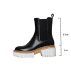 Boots White Platform Women Autumn Boots Thick Bottom Rubber Short Chelsea Botas Elastic Band Black Winter Knight Botines Femininos