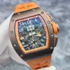 RM Calender Wrist Watch RM011 AK Ti Skeleton Dial Copper Titanium Material Kalender Timing Automatisk mekanisk herrklocka