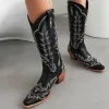 Buty Dadies's Western Boots Cowboy Retro Vintage Style haftowe Fall Buty Fashion Buty Klasyczne buty damskie Plus 46