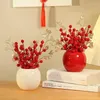 Vaser Holly Red Berry Fruit Heart Leaf Ceramic Vase Ornaments Home Living Room Porch Möbler Hantverk Office Store Adsmenments Decor