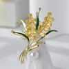 Brooches Fashion Wheat Ear Rhinestone Yellow Plant Flower Brooch Pins For Clothing Office Party Casual Jewelry Accessories