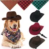 Cão vestuário animal de estimação chapéu gato ocidental cowboy triângulo cachecol po prop universal vintage boneca decoração beleza