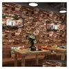 Bakgrunder Waterproof Vintage 3D Brick Stone Effect Wallpaper Roll Restaurang sovrum vardagsrum vinyl pvc väggpapper heminredning 3 otkiw