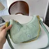 Designer Raffia hobos tas Schoudertas met driehoekige gesp Dames stro geweven handtassen Mode handtas Messenger Bag Portemonnee gebreide gevlochten zakbakken