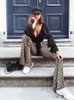 Women's Pants Leopard Print Flare Women Y2k Street Fashion High Waist Wide Leg Pant Female 2024 Spring Summer Chic Slim Lady Trousers