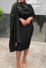 Robes décontractées Élégant Ruché Parti Crayon Robe Femmes Solide Volant Plissé Cape Manches Moulante Soirée De Mariage