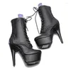 Chaussures de danse LAIJIANJINXIA 15CM/6 pouces PU supérieur femmes plate-forme fête talons hauts bottines modernes pôle 069