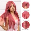 Perruques synthétiques Perruques synthétiques longues ondulées à l'eau perruque de cheveux rose rouge pastèque avec frange latérale pour filles et dames usage quotidien Cosplay Party 240328 240327