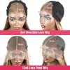 Synthetic Wigs Highlight Glueless Wig Human Hair Ready To Wear And Go Preplucked Straight 13x6 HD Lace Frontal Colored Human Hair Wigs On Sale 240328 240327