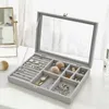 Samt-Glasring-Ohrring-Schmuck-Display-Organizer-Box-Tablett-Halter-Aufbewahrungskoffer 240318