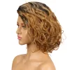 Wigs Trueme Curly Wavy Bob Wig Lace Front Haren Haarpruiken Braziliaanse veerkrachtige Curl Human Hair Wig For Women Ombre Brown Lace Voorpruik