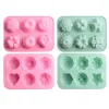 Molde de cubo de gelo em forma de rosa, 12 grades de silicone, moldes de pudim de chocolate, flor, grama, bandeja de cubos de gelo, casa, cozinha, cozimento também th1331