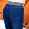 Jeans femme Hiver épais velours polaire chaud femmes élastique taille haute maigre maman jean Stretch femme Denim crayon pantalon 28-40C24318