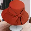 Berets Summer Bow Tie Fisherman Hat 2024 Wide Large Brim Outdoor Beach Sun Cap Fashion UV Proof Protection Women Bucket