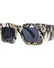 Óculos de sol pele de cobra marrom python mulheres vintage retângulo marca designer para uv400 eyewear2921216