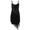 Robes décontractées Robe sexy pour femmes des années 1920 Vintage Sequin Full Frangé Flapper Party Club Mini Costume des années 20 Great Gatsby Strap Robe