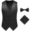 Vests Brand Suit Vest Set For Men Luxury Business Slim Dress Vest Bow Tie Handduk Set Manlig mode Leisure ärmlös Waistcoat