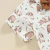 Set di abbigliamento Estate Pasqua Bambini Completi per neonato Manica corta Stampa Papillon Camicia Pantaloncini Set vestiti