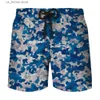 Herr shorts sommar ny kamouflage tryckt män simma shorts byxor 3d strand andas snabbt torr strandkläder badkläder surfbräda pojke svettbyxor y240320