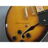 Flyoung G Semi Hollow Double F Hole Electric Guitar Dark Red Brown Ring Yellow Two Point Product Gold Accessories