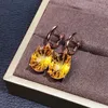 Dangle Earrings Meibapjナチュラルブラジルシトリンジェムストーンシンプルドロップ925シルバーファッションファインチャームジュエリー