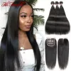 Closure Straight Hair Bundles With Closure HD Lace Malaysian Hair Bundles With Closure 4x4 Lace Closure With Bundles Ali Annabelle Hair